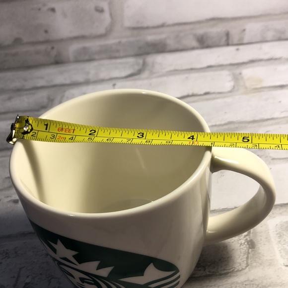 Classic 2017 white ceramic Starbucks coffee mug green siren mermaid logo 14 oz - Picture 6 of 6